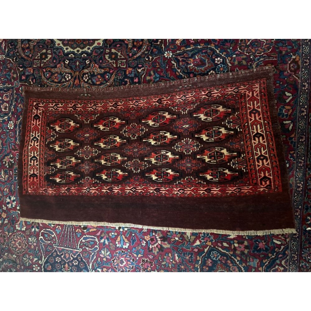 Antique Persian Hand Knotted Red Tribal Wool Rug Or Turkomen Tribal Chuval (Bag